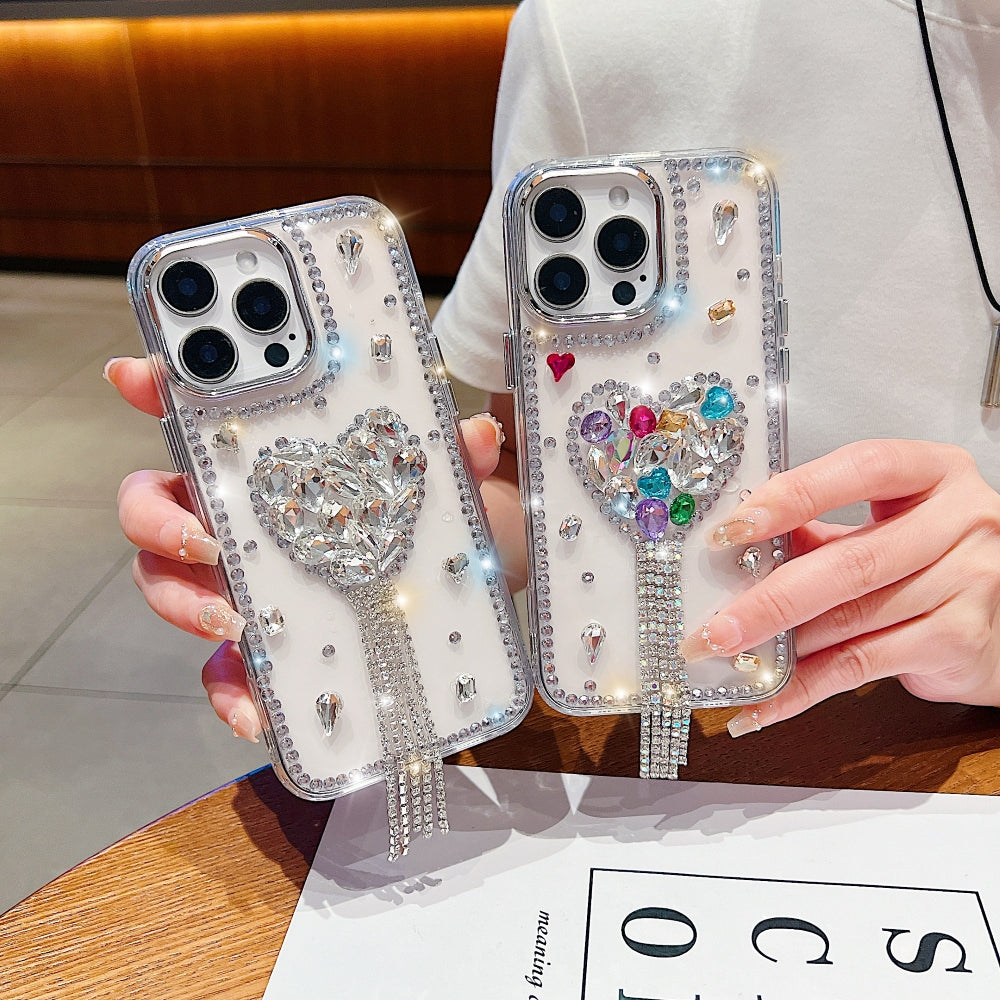 Designer Handmade Love Diamond Transparent Phone Case