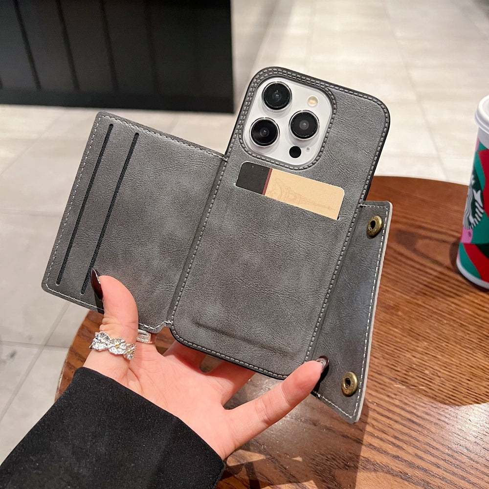 Double Buckle Magnetic Button Closer Phone Case