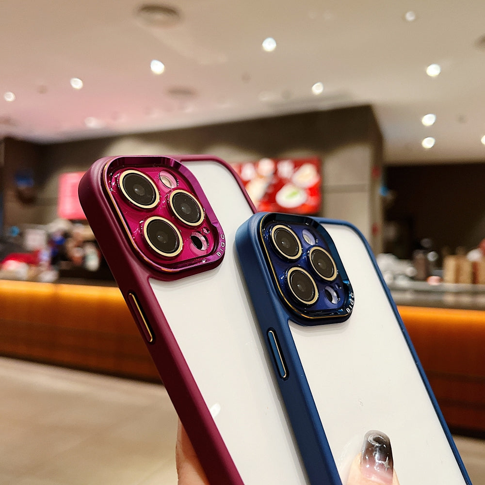 Electroplating Transparent Camera Lens Protective Phone Case