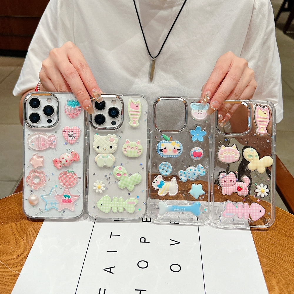 Glitter Decor 3D Cute Toy Phone Case