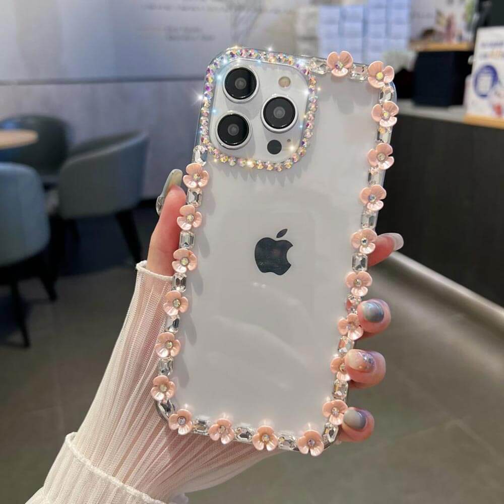 Handmade Flower Border Transparent Phone Case