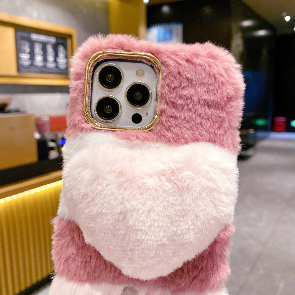 Anti-shock Soft Fur Heart Shape Pop Case