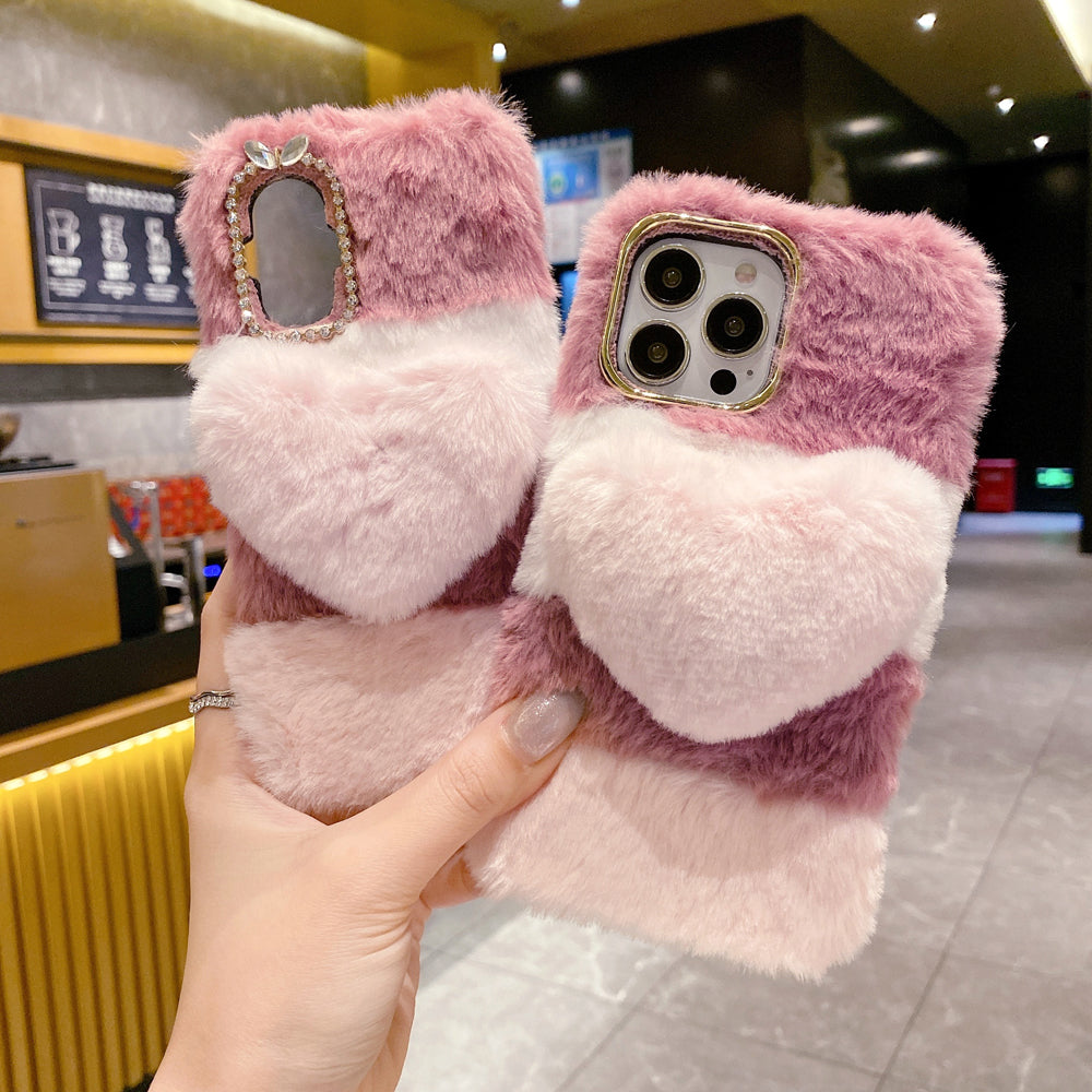 Anti-shock Soft Fur Heart Shape Pop Case