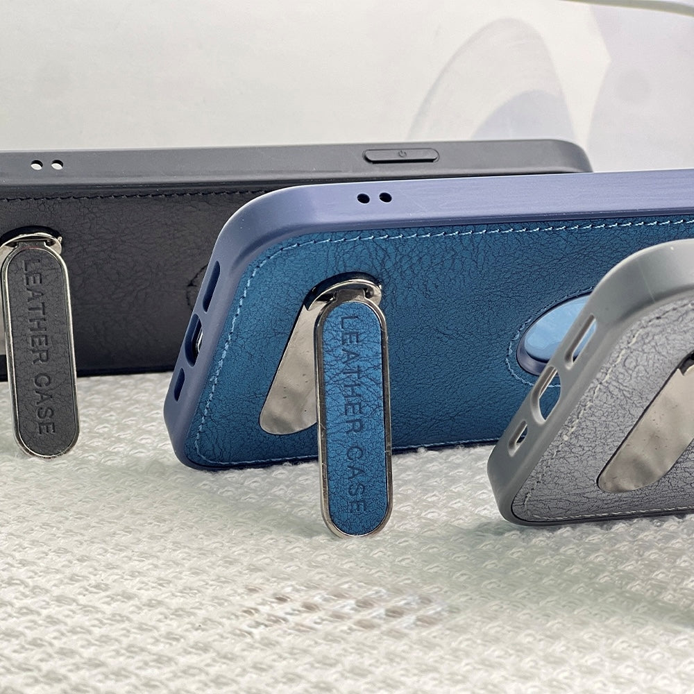 Kickstand Pu Leather Logo Cut Phone Case