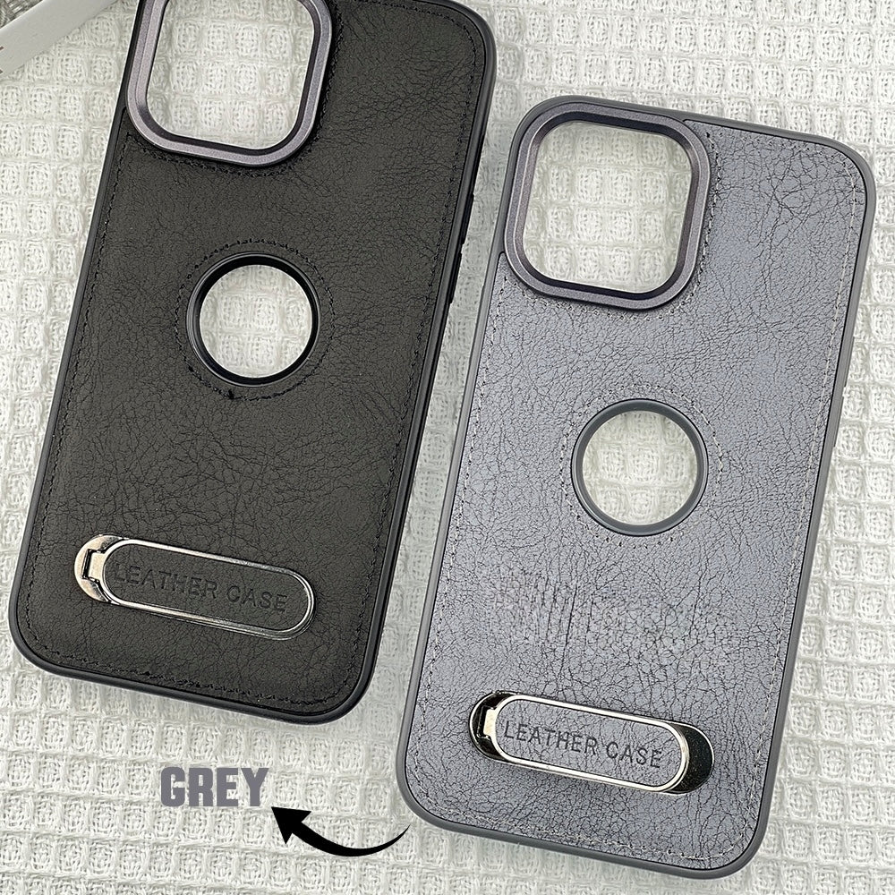 Kickstand Pu Leather Logo Cut Phone Case