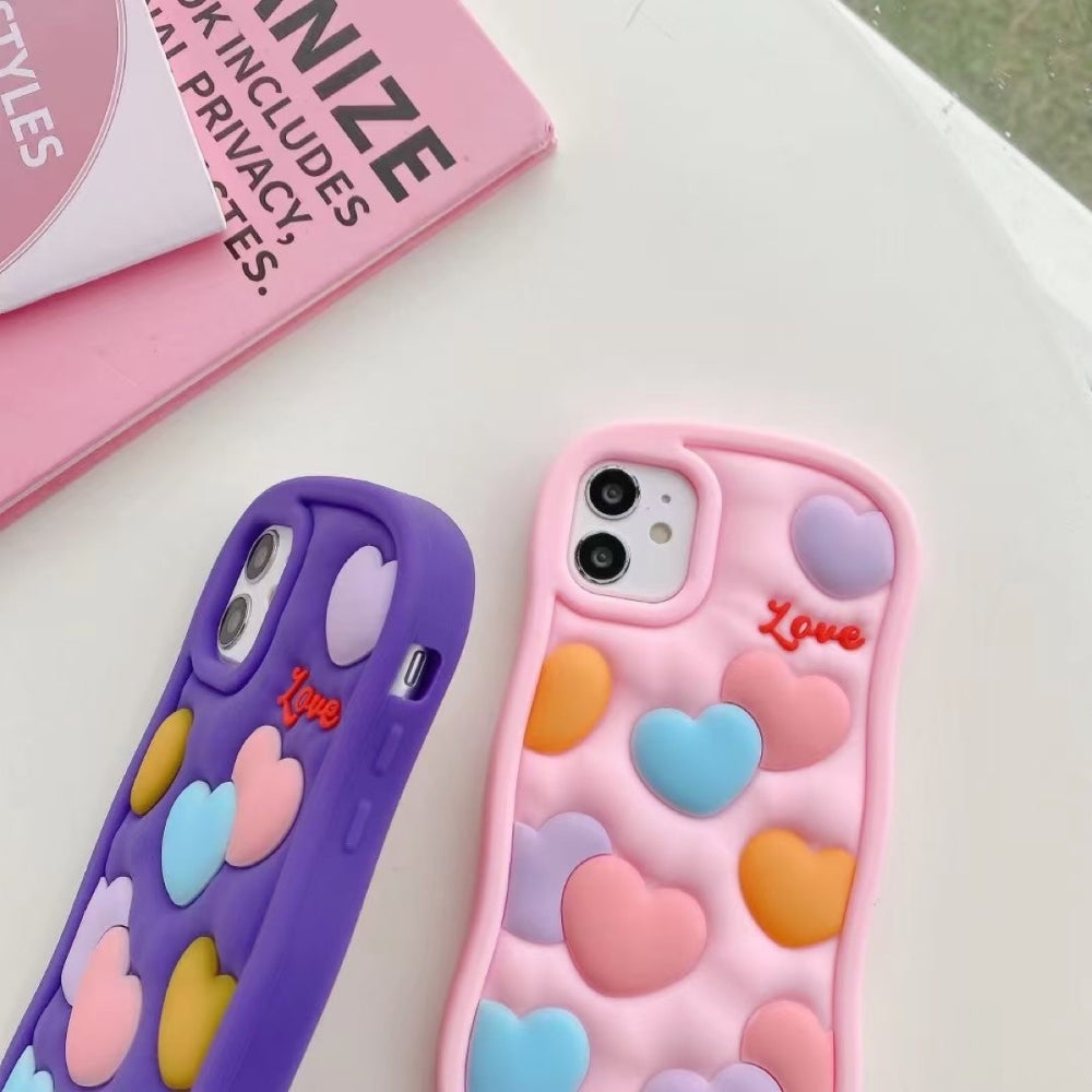 Love Pattern Shockproof Silicone Soft Cover - iPhone 13 Pro