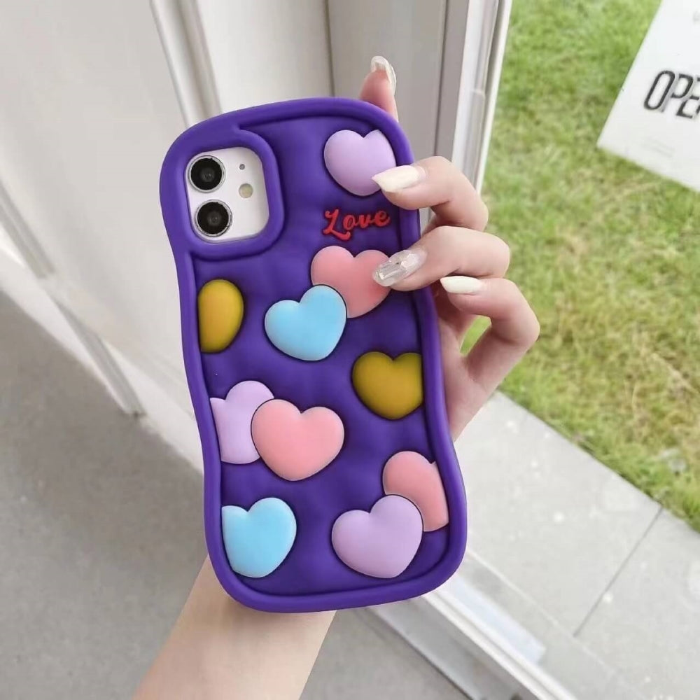 Love Pattern Shockproof Silicone Soft Cover - iPhone 13 Pro
