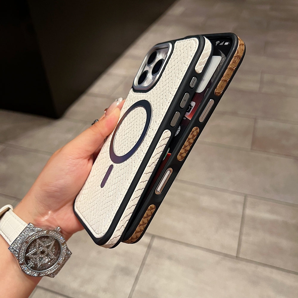 Luxury Crocodile Pattern Leather Magsafe Phone Case