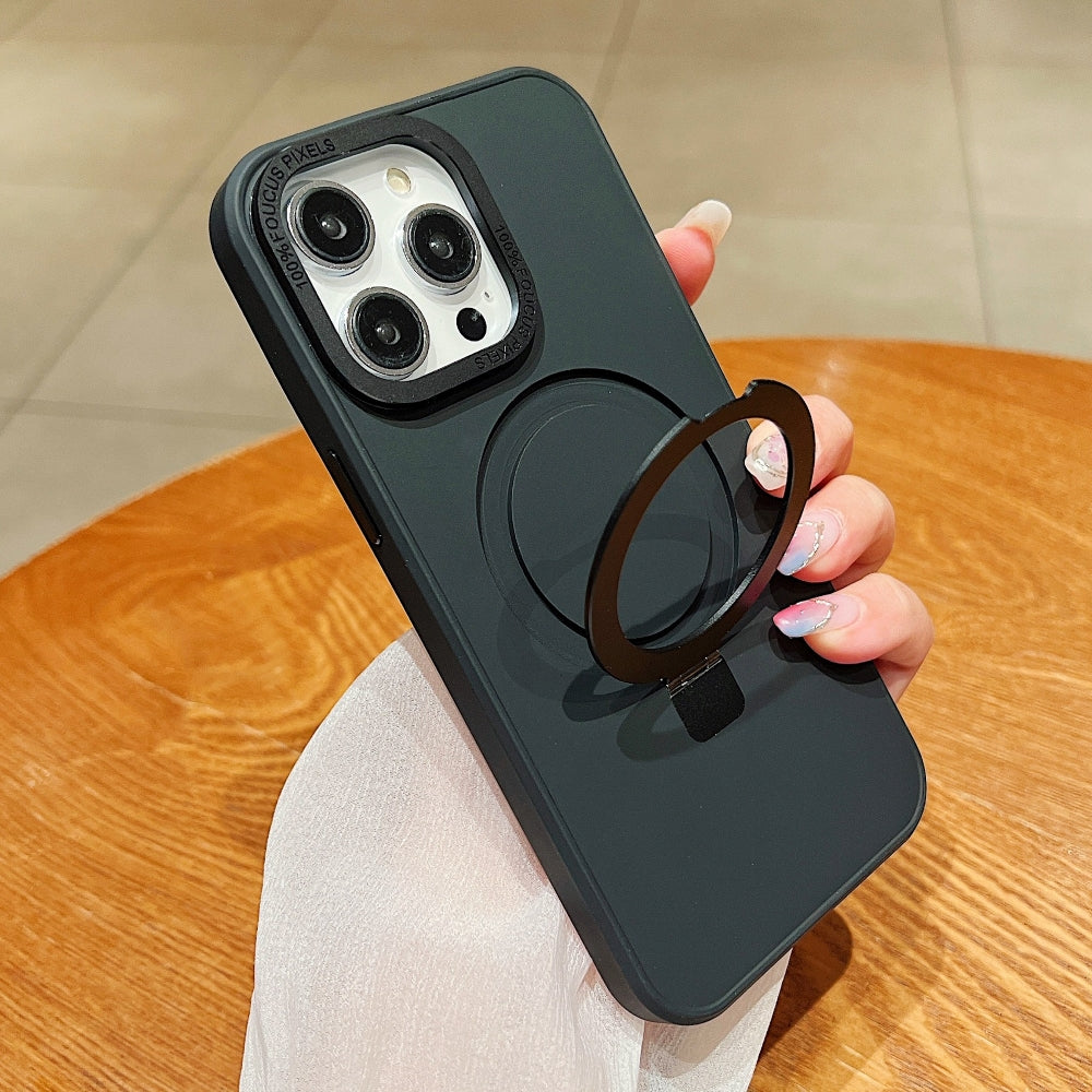 Matte Magsafe with Metal Camera Frame Stand Phone Case