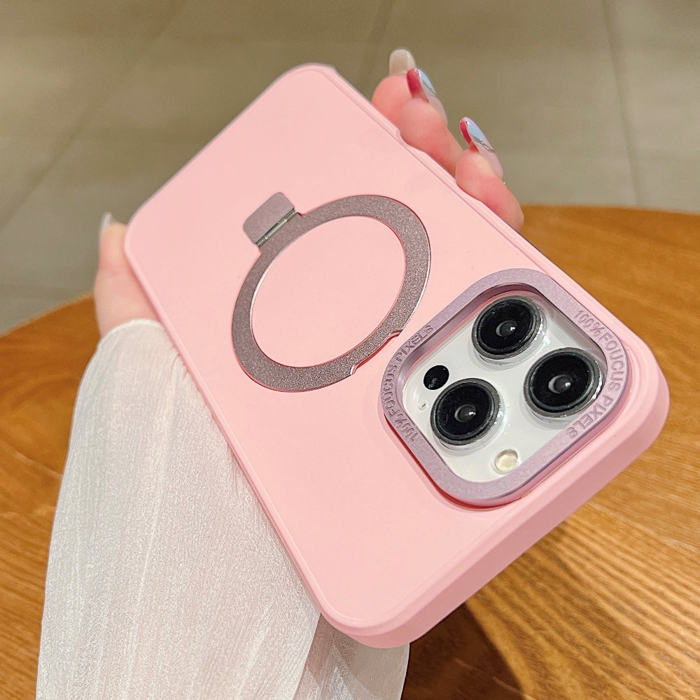Matte Magsafe with Metal Camera Frame Stand Phone Case