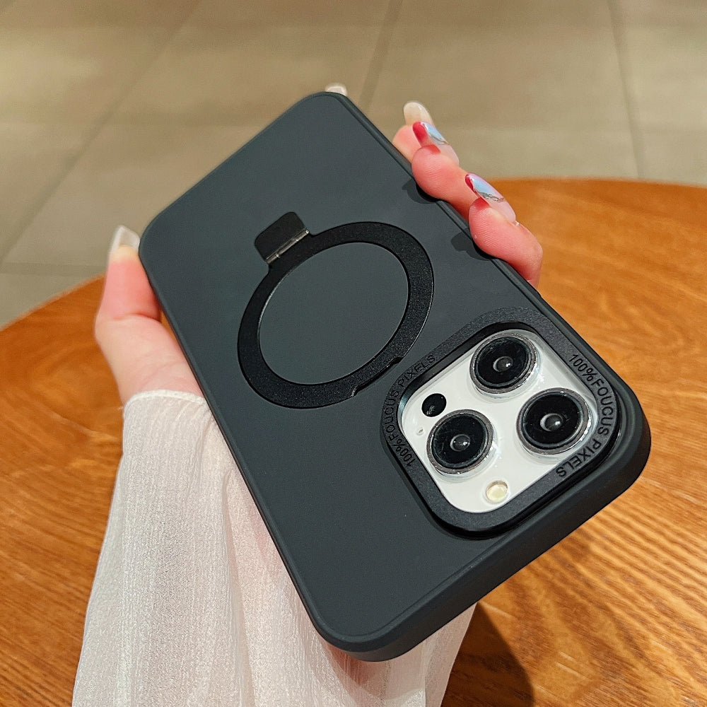 Matte Magsafe with Metal Camera Frame Stand Phone Case