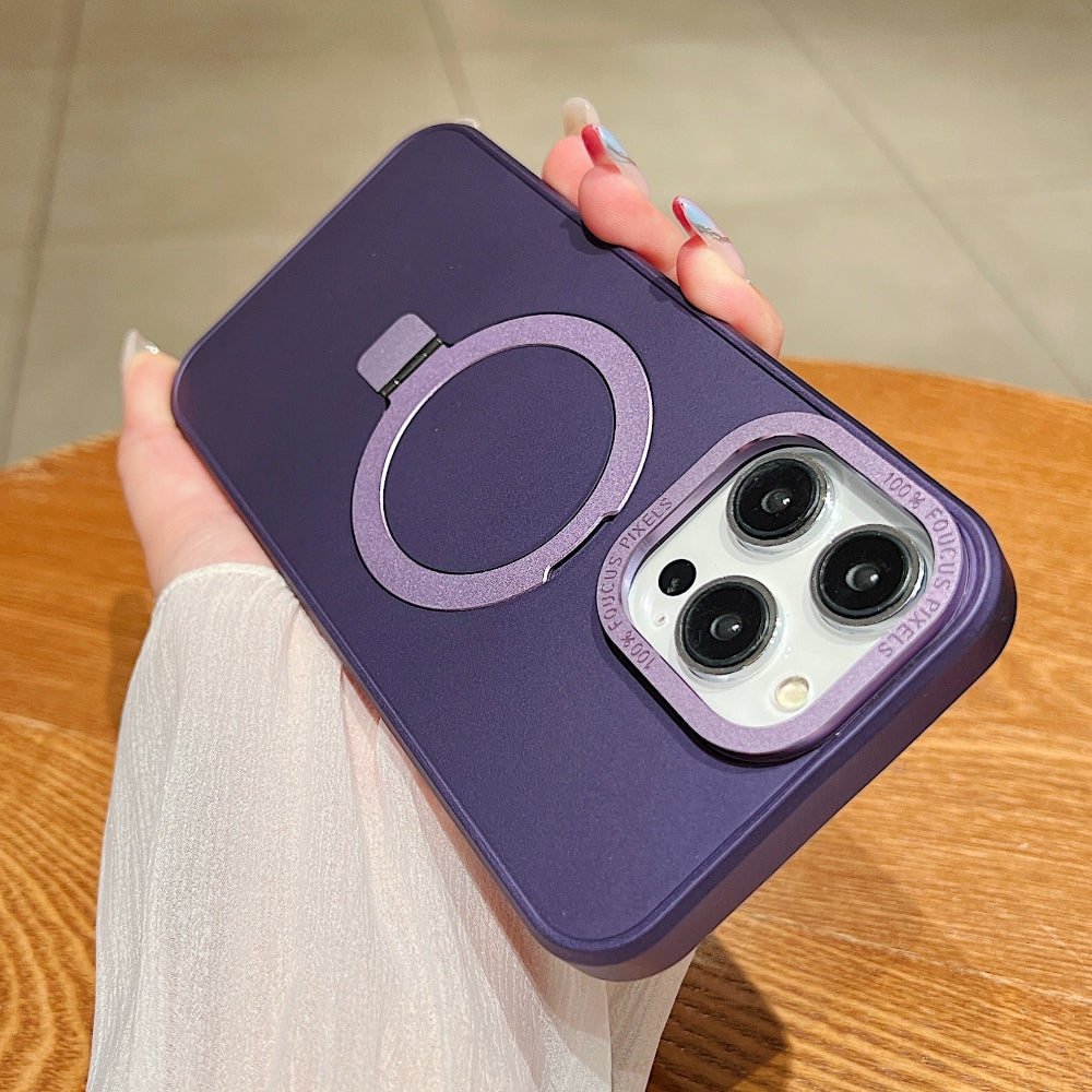 Matte Magsafe with Metal Camera Frame Stand Phone Case