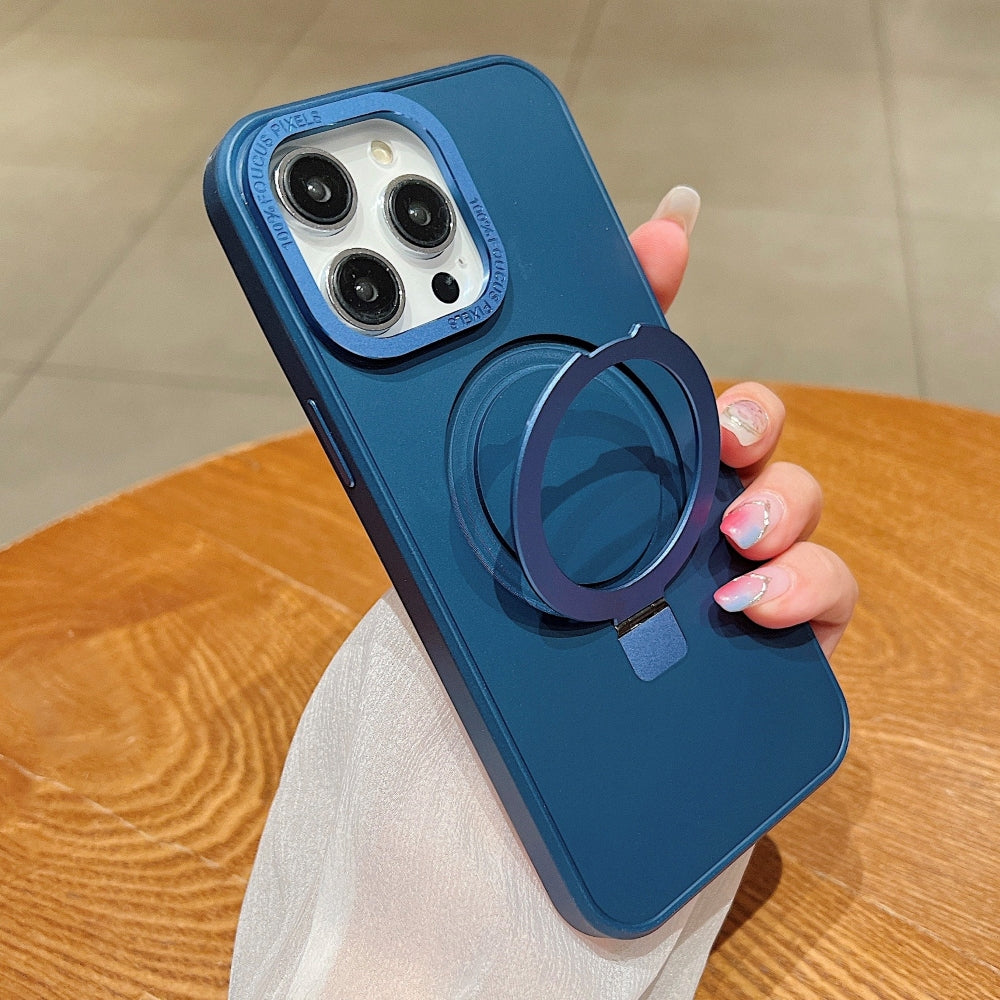 Matte Magsafe with Metal Camera Frame Stand Phone Case