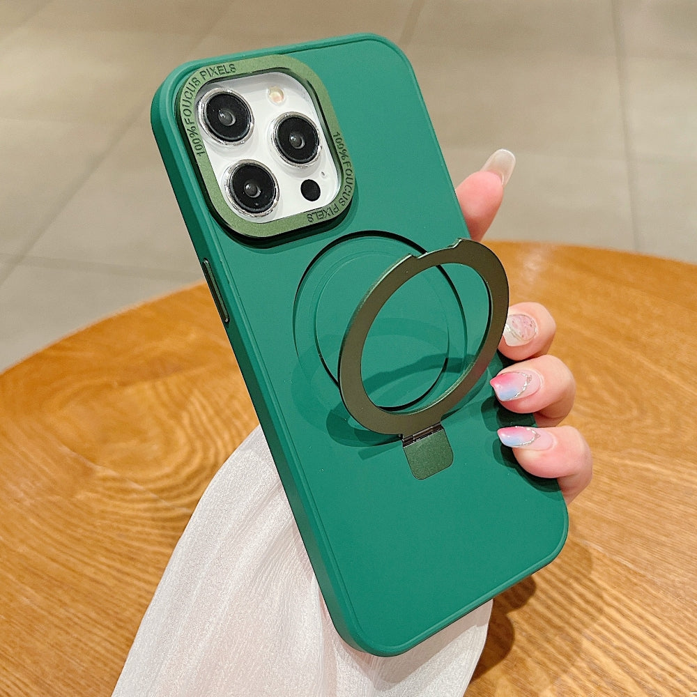 Matte Magsafe with Metal Camera Frame Stand Phone Case