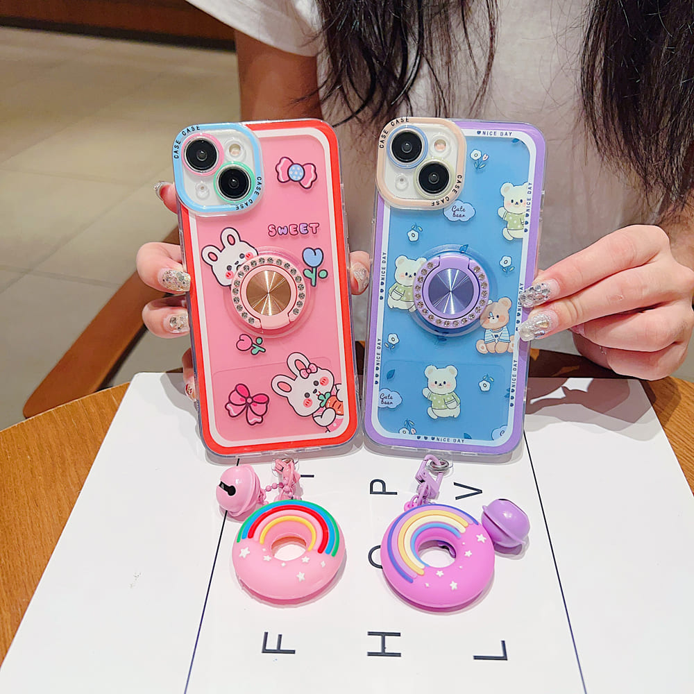 Rotated Ring Holder Printed Case With Charm (Only ₹150 as an Add-on)