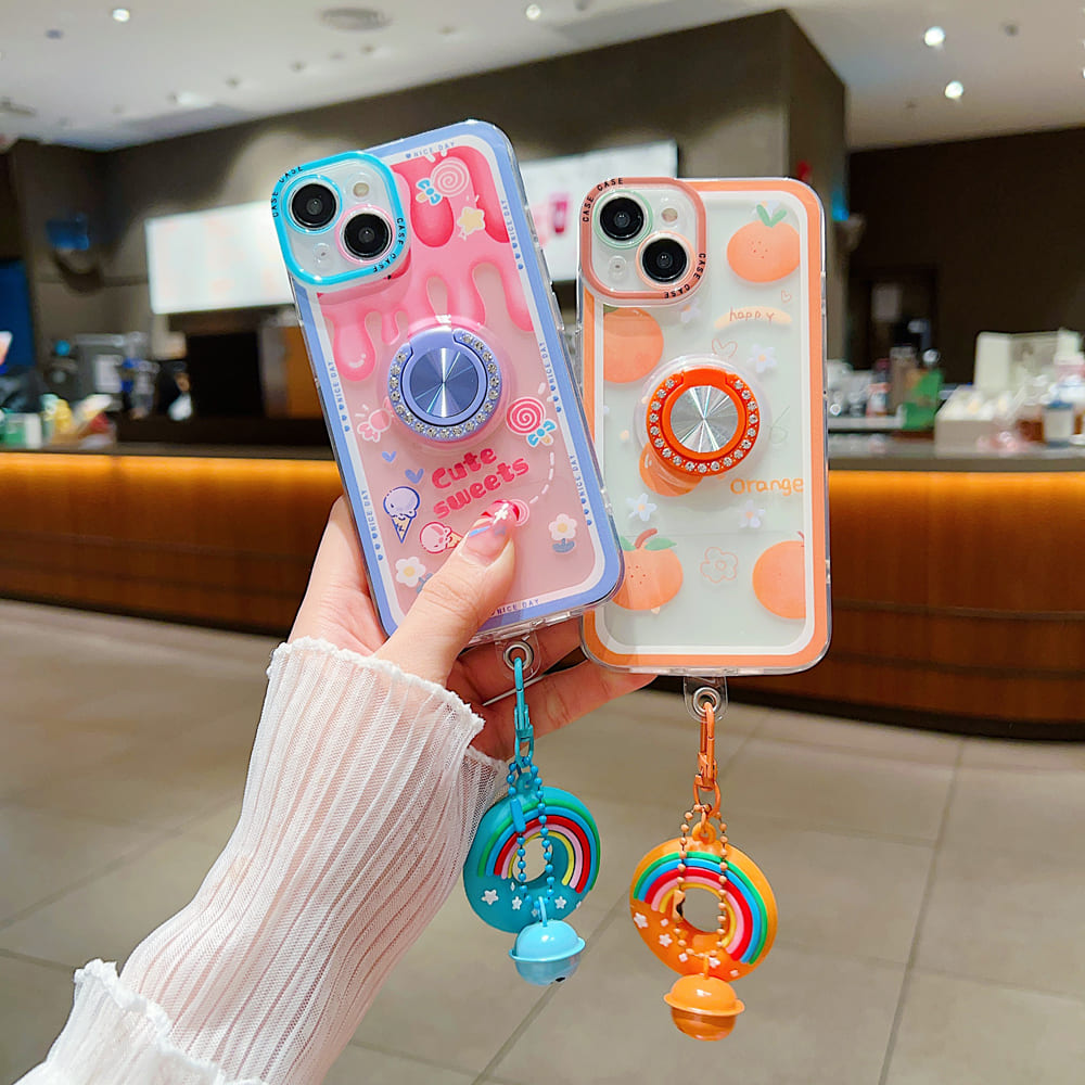 Rotated Ring Holder Printed Case With Charm (Only ₹150 as an Add-on)