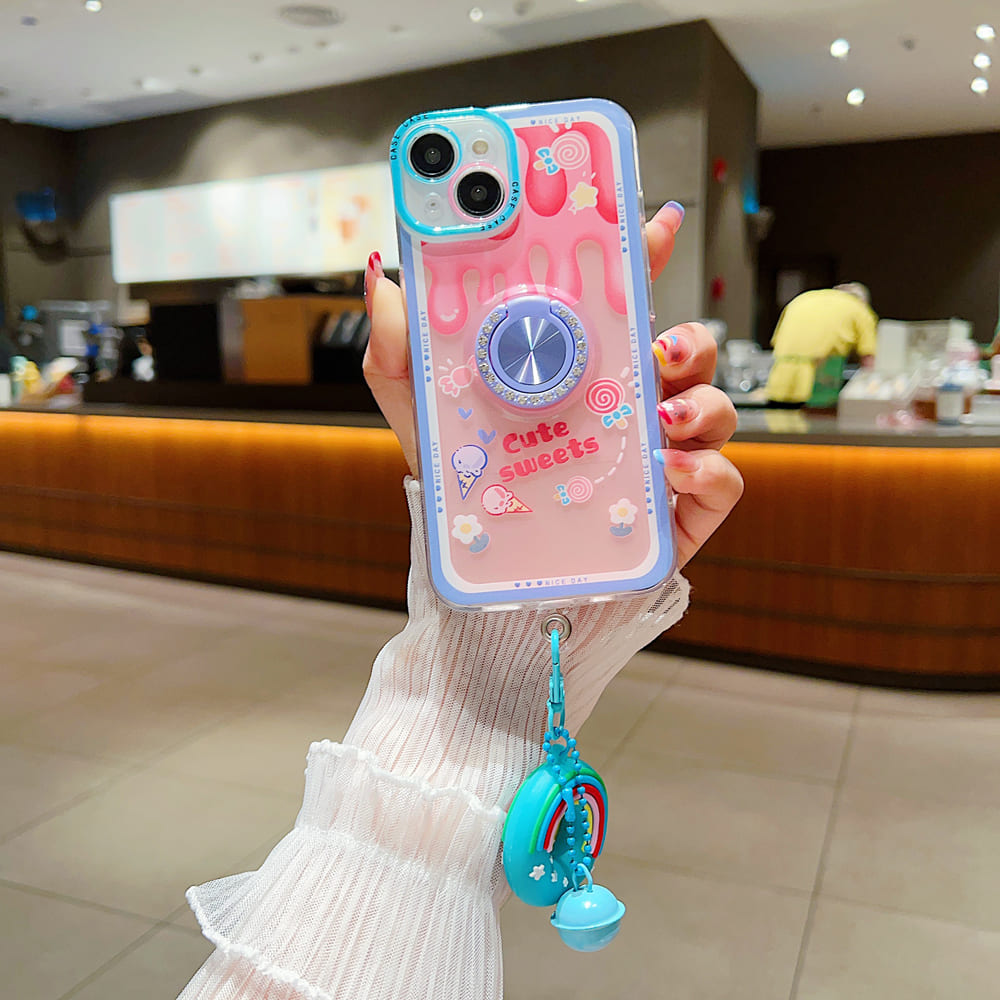Rotated Ring Holder Printed Case With Charm (Only ₹150 as an Add-on)
