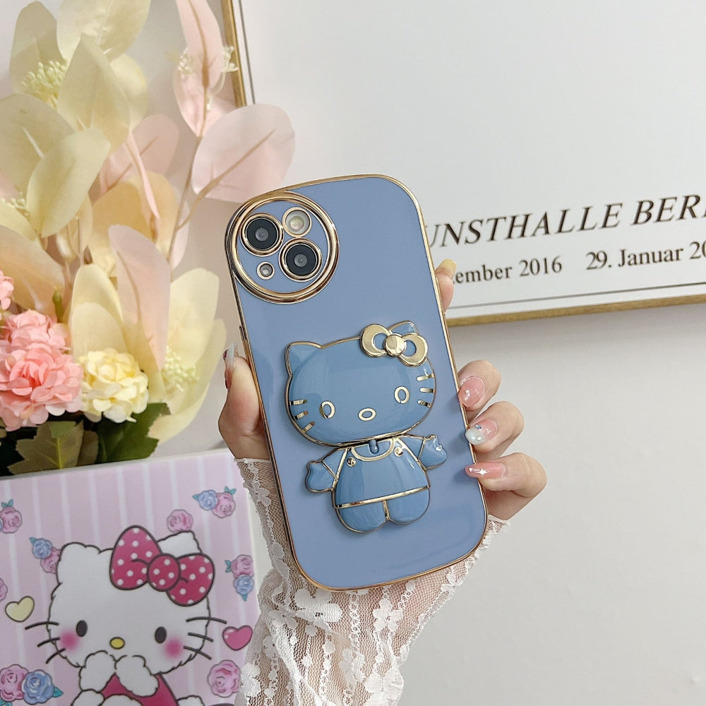 Rotated Kitty Mirror Stand Luxury Electroplated Cover