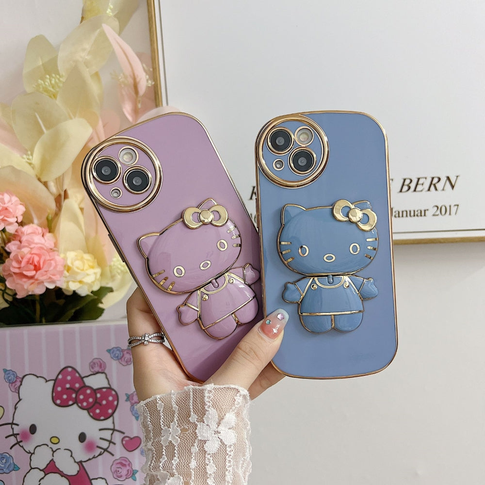 Rotated Kitty Mirror Stand Luxury Electroplated Cover