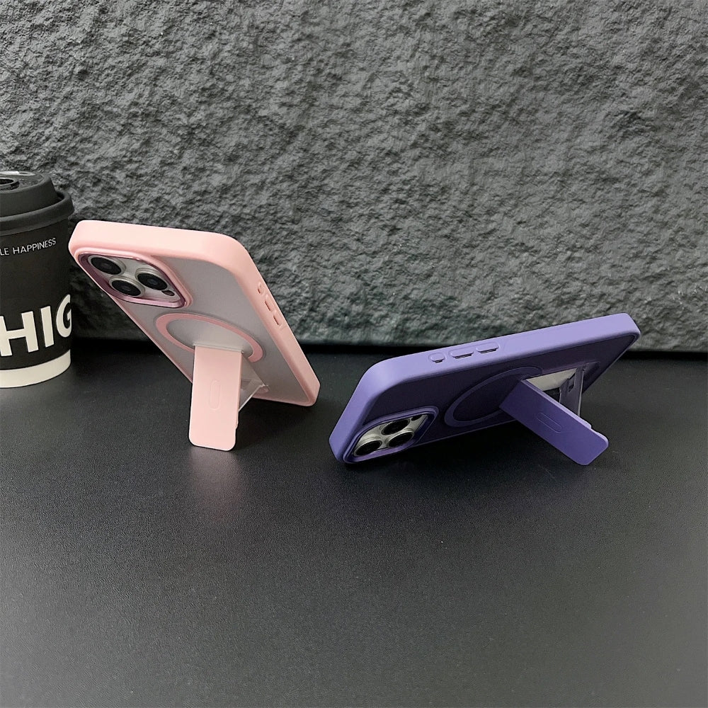 Shockproof Kickstand Magnetic Wireless Charge Phone Case