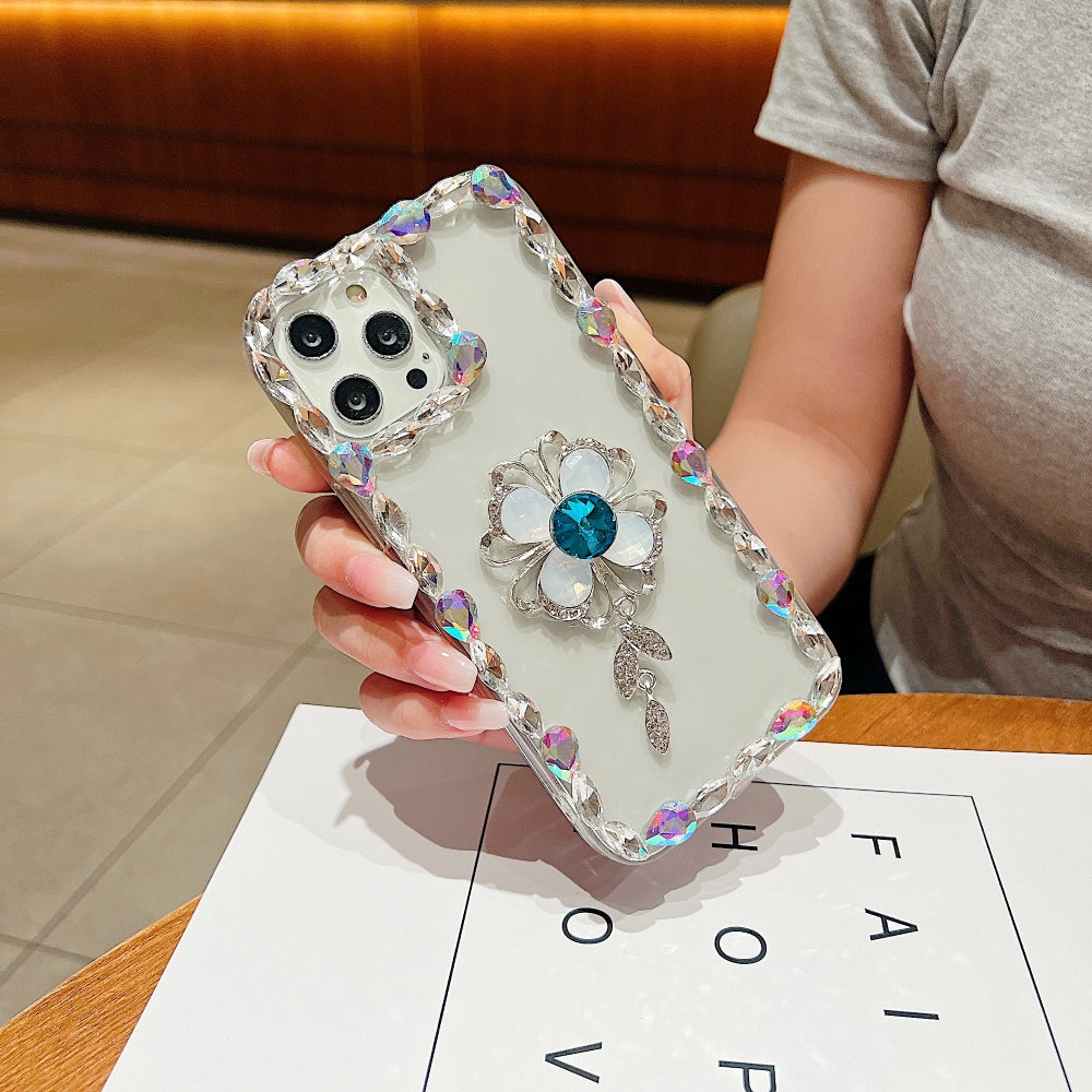 Sunflower Diamond Border Transparent Phone Case