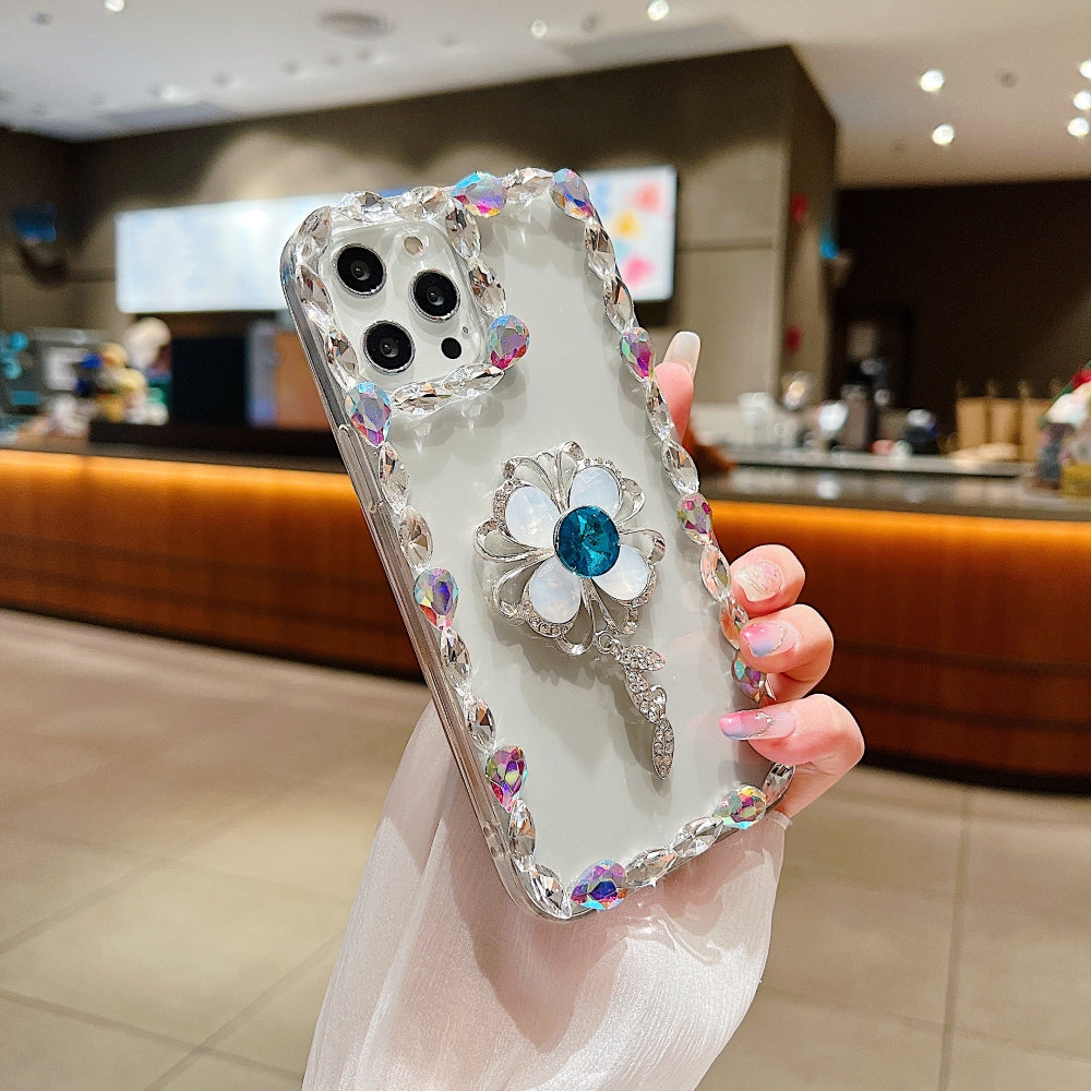 Sunflower Diamond Border Transparent Phone Case