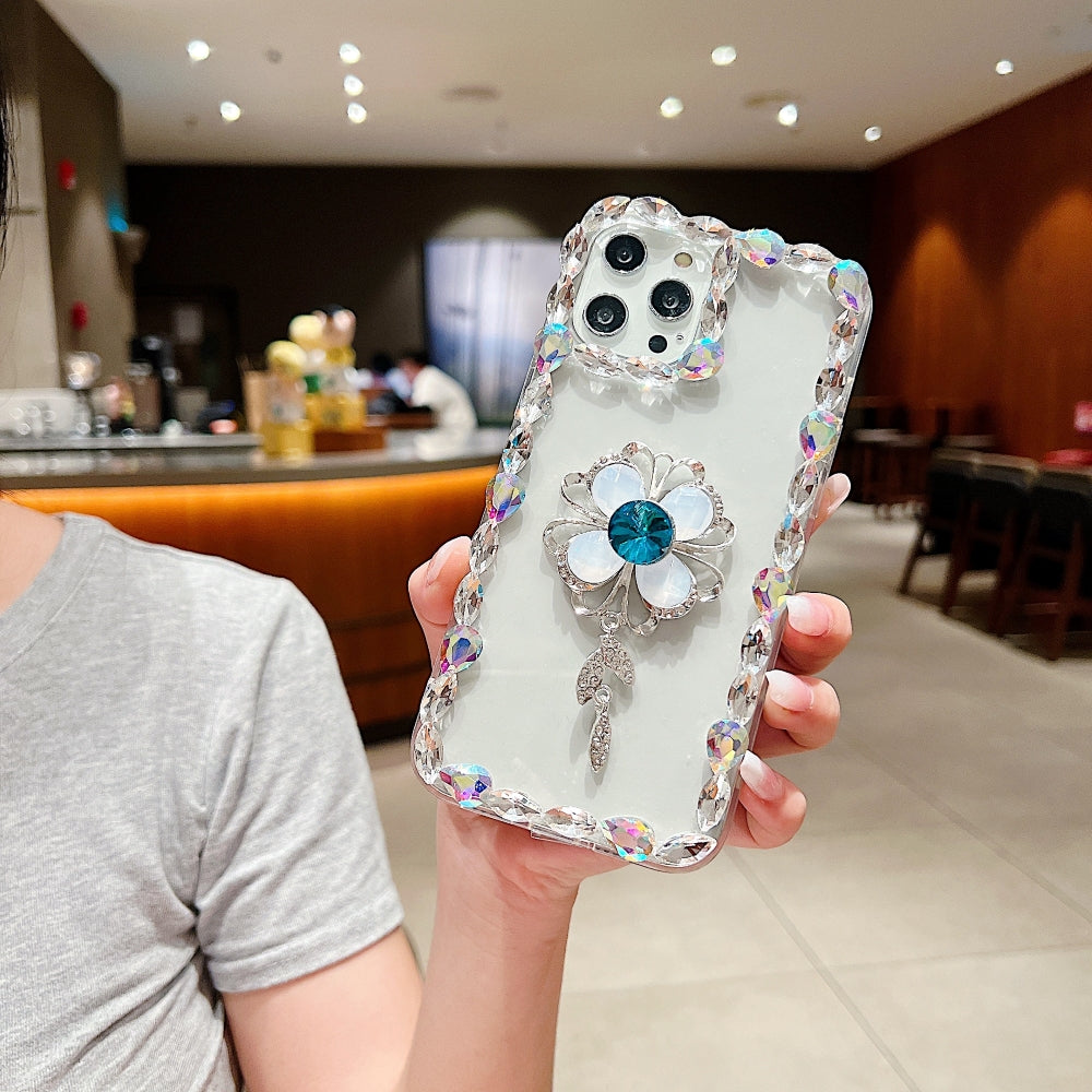 Sunflower Diamond Border Transparent Phone Case