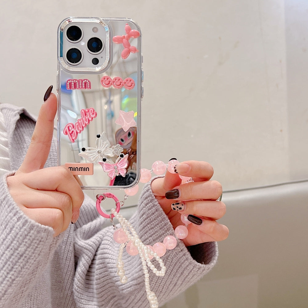 3D Creative Toy Graphic Mirror Phone Case With Bracelet