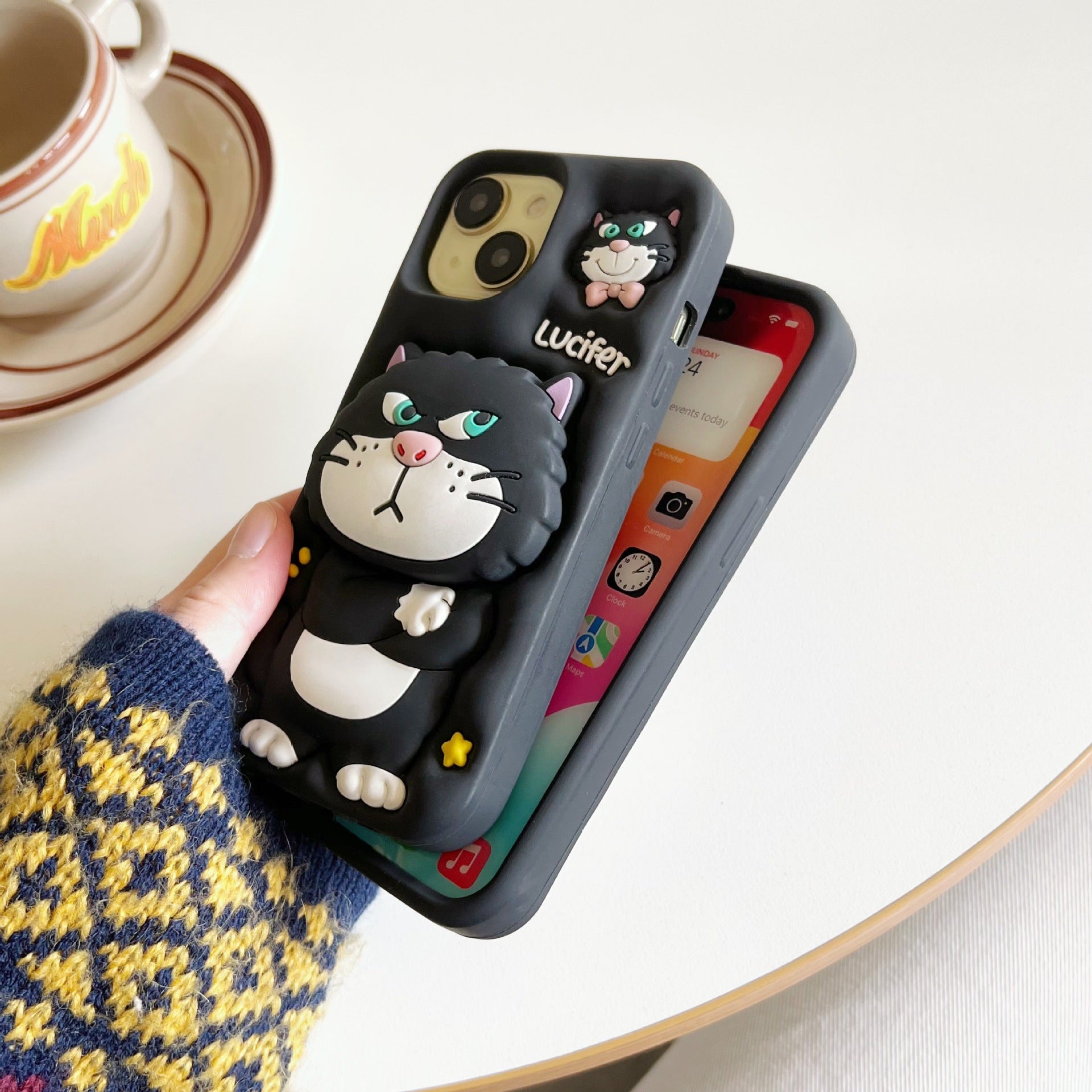 3D Cute Cat Holder Silicone Phone Case