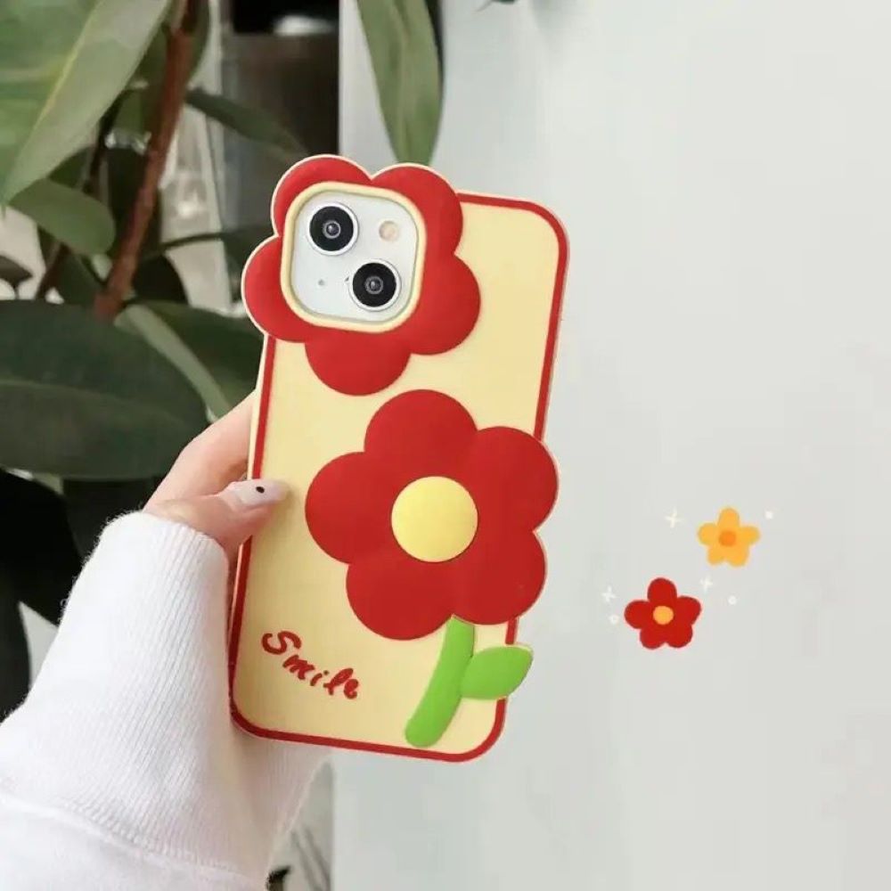 3D Flower Cartoon Shockproof Silicone Phone Cover