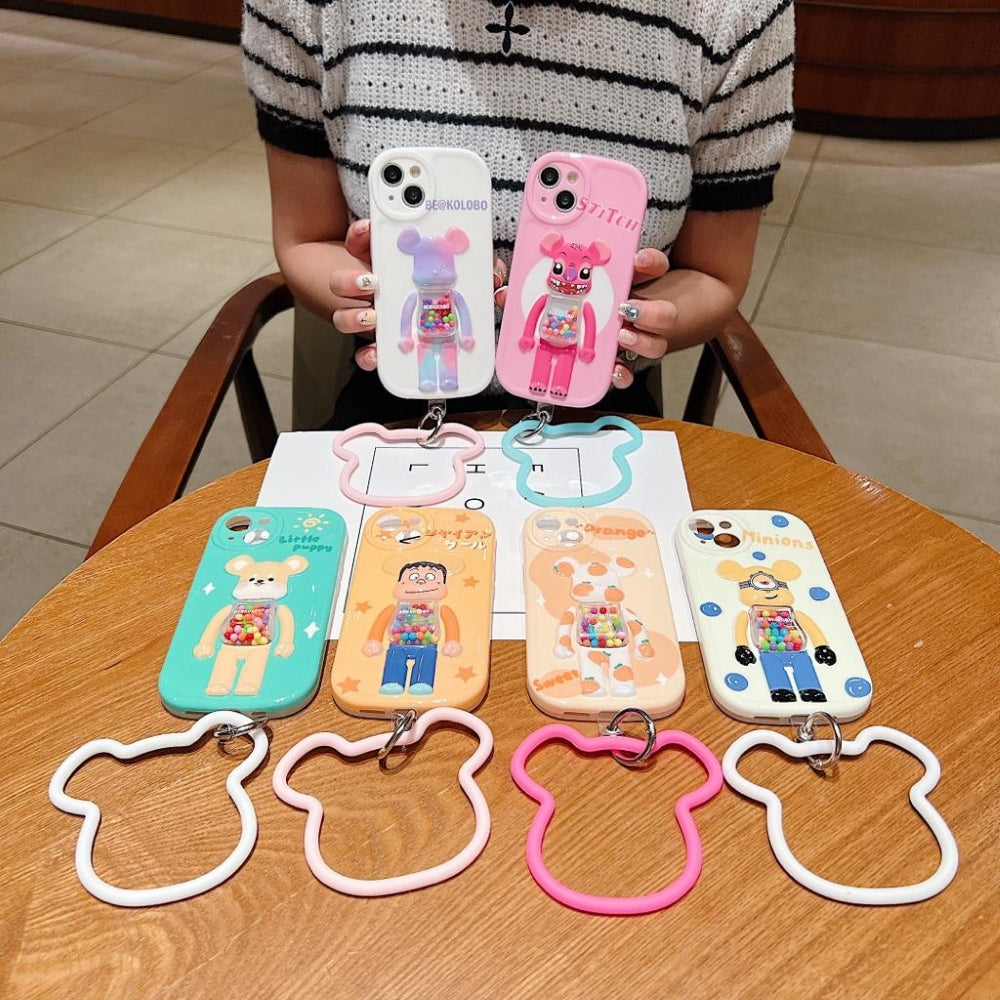3D Machine Bear Soft Phone Case With Random Color Bracelet