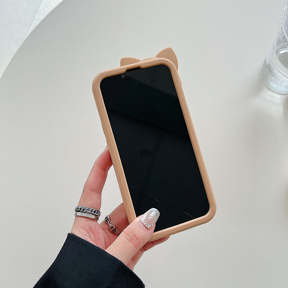3D Kitty Stand Leopard Print Silicone Phone Case