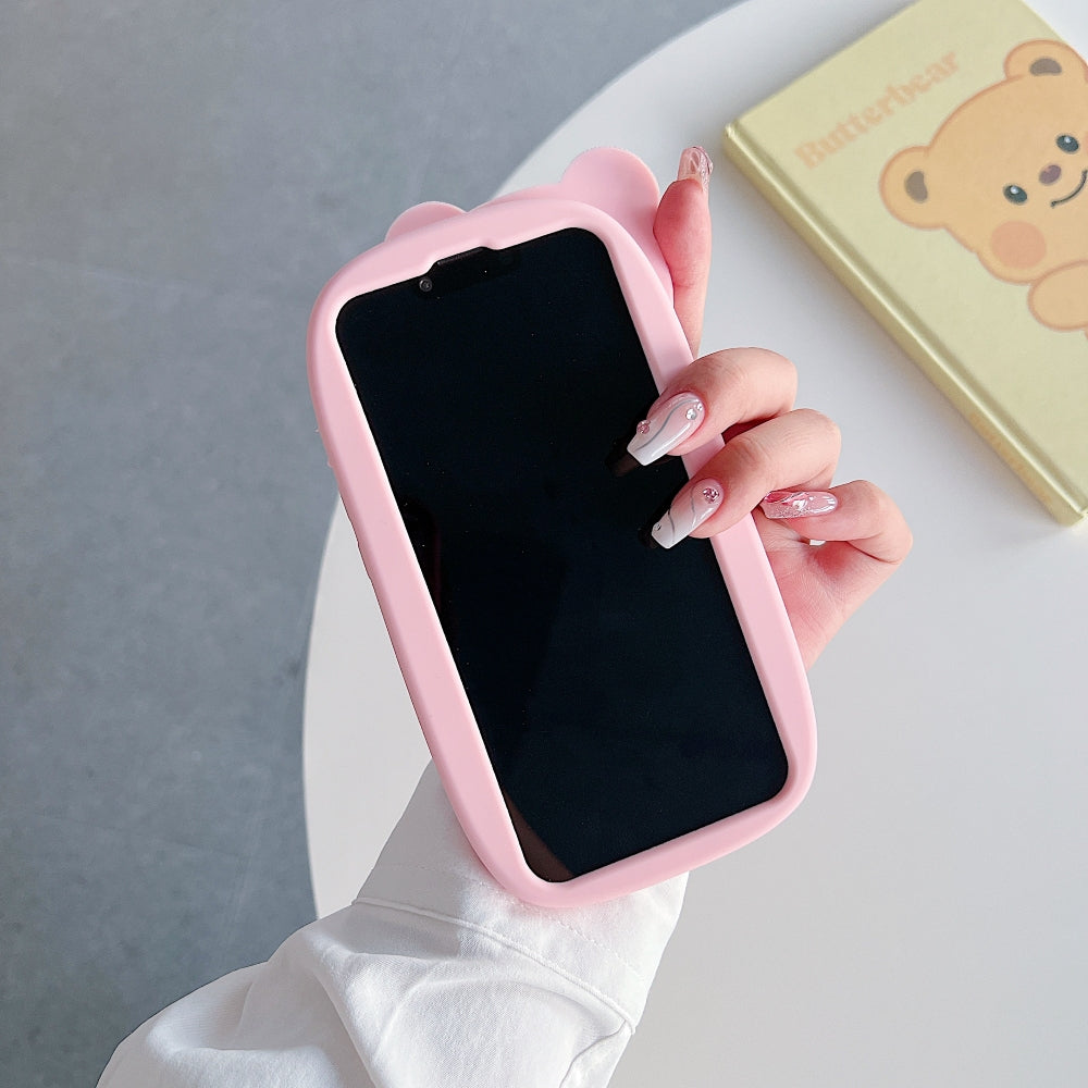 Bear Head Lens Circle Silicone Phone Case