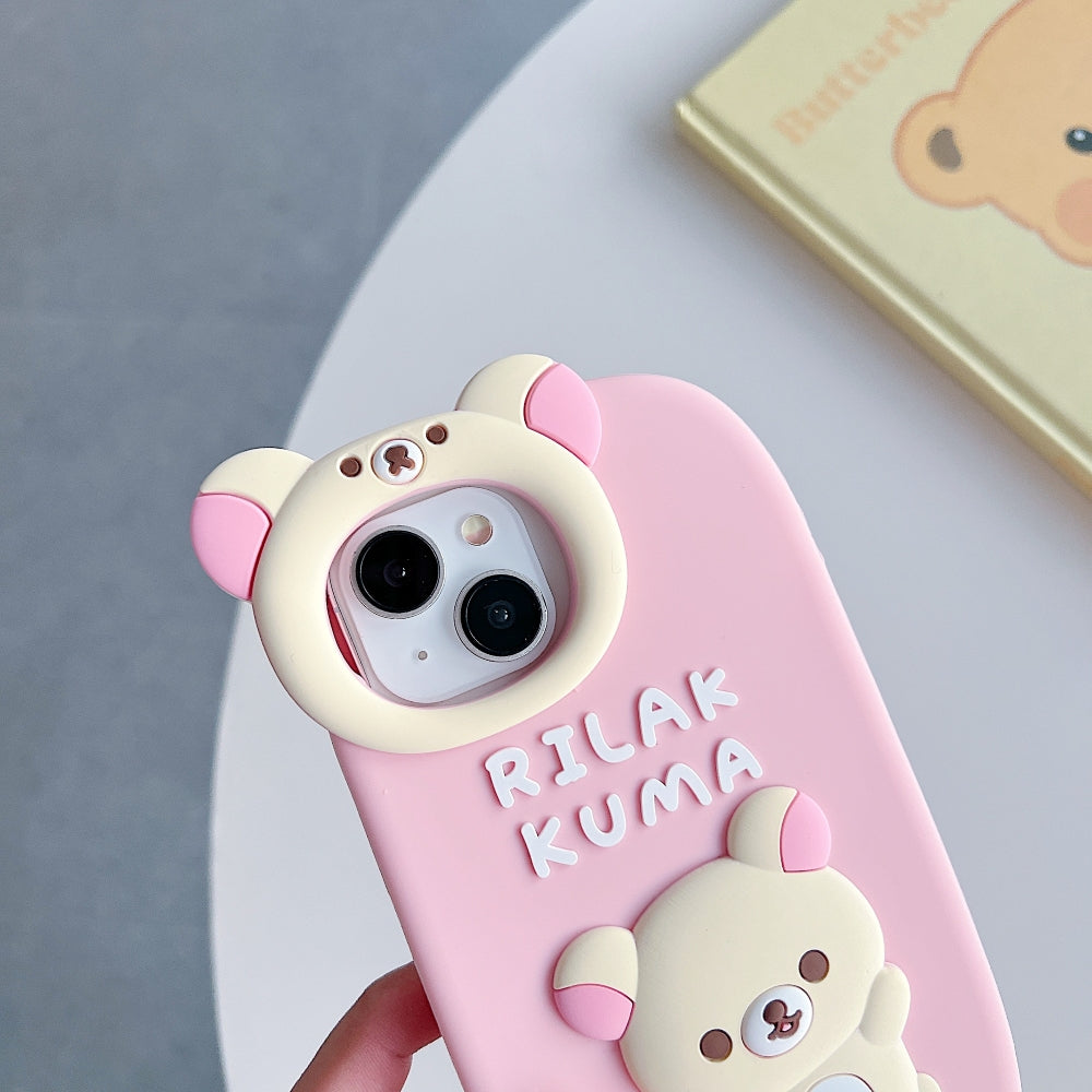 Bear Head Lens Circle Silicone Phone Case