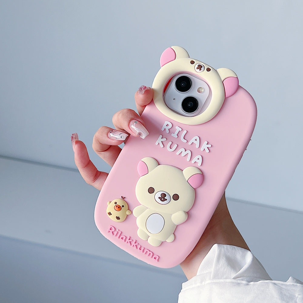 Bear Head Lens Circle Silicone Phone Case