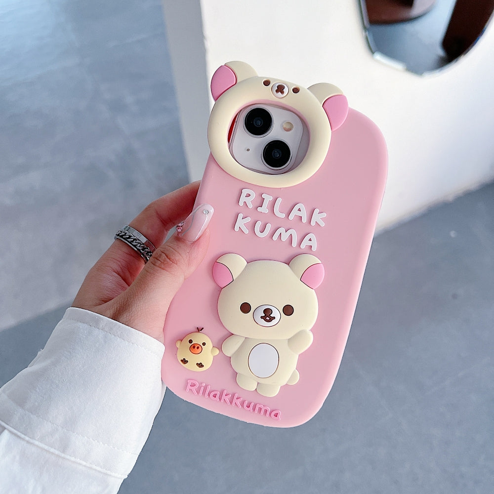 Bear Head Lens Circle Silicone Phone Case