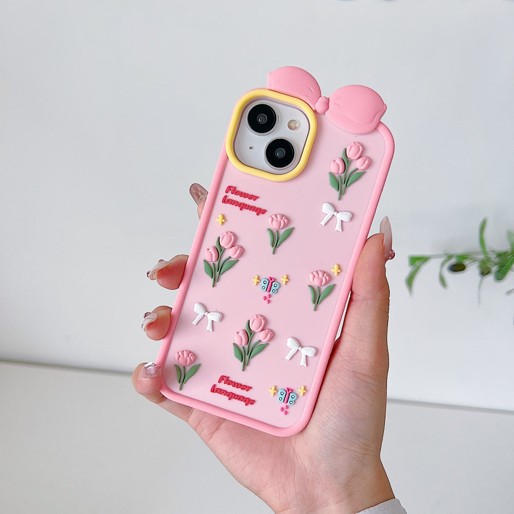 Bow Tulip Flower Silicone Phone Case