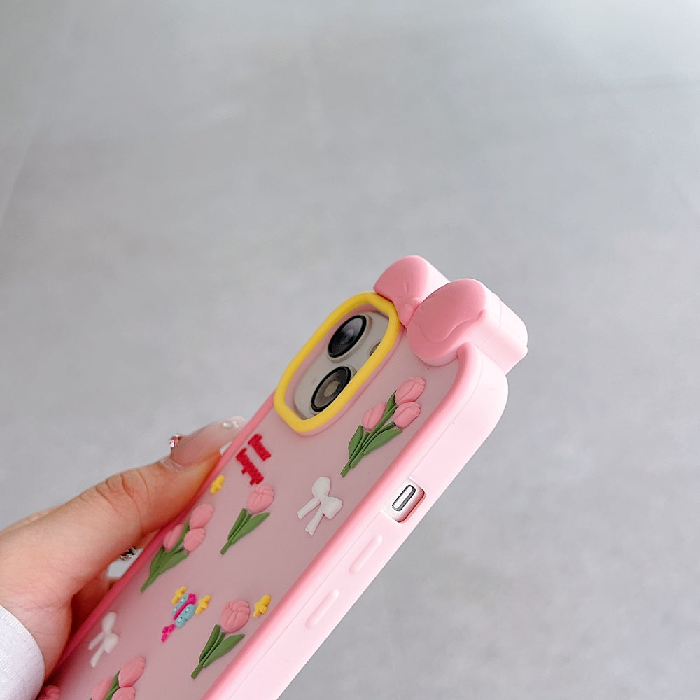 Bow Tulip Flower Silicone Phone Case