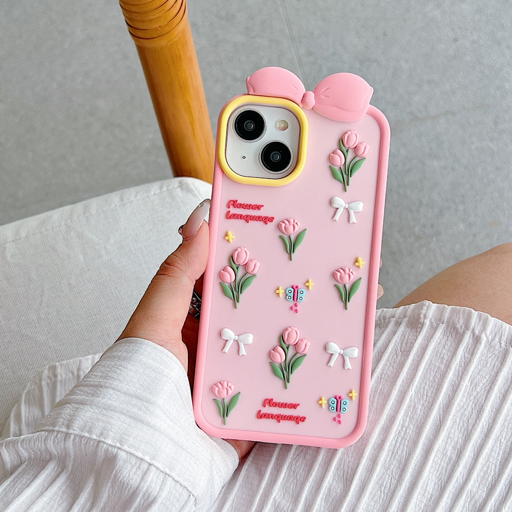 Bow Tulip Flower Silicone Phone Case