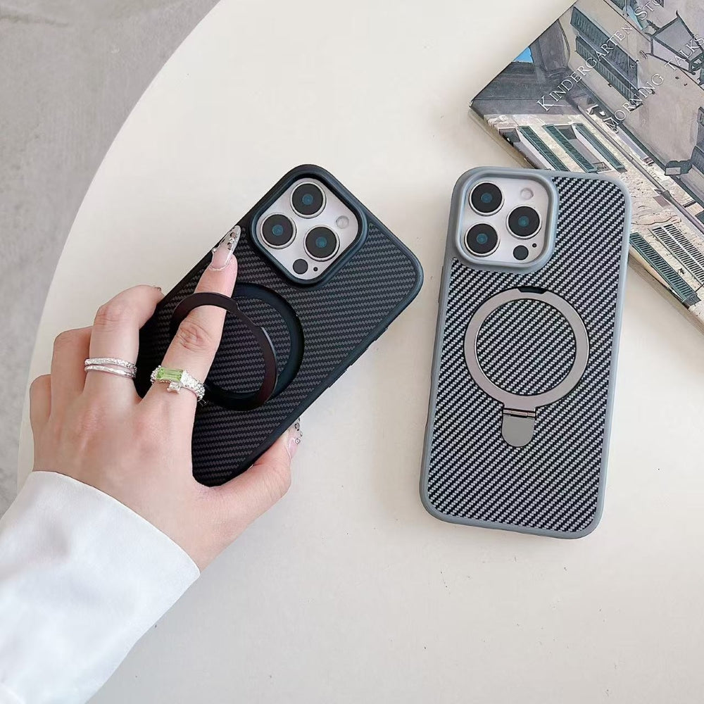 Carbon Fiber Ring Stand Magsafe Phone Case
