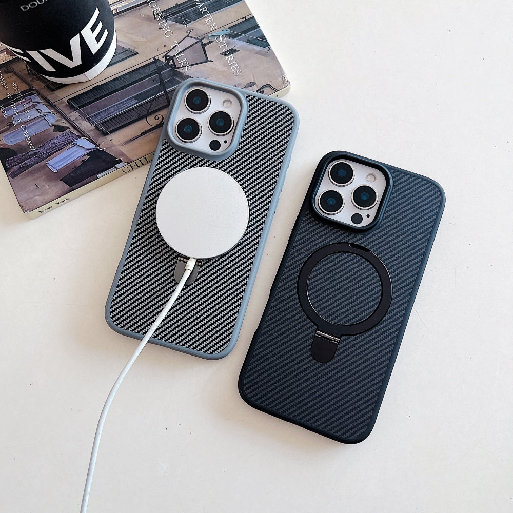 Carbon Fiber Ring Stand Magsafe Phone Case