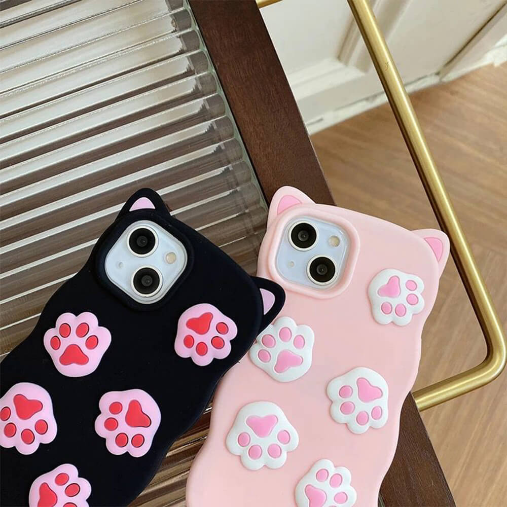 Cat Footprint With Ears Silicone Shockproof Case