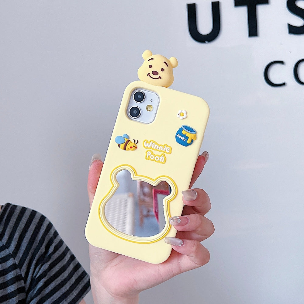 Cute Bear Shape Mirror Silicone Phone Case