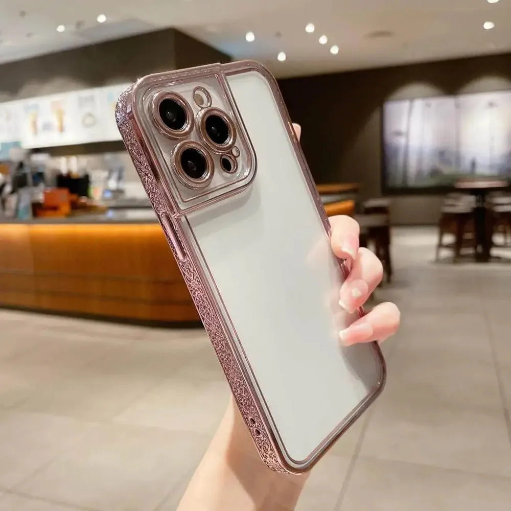Electroplated Case Transparent Embossed - iPhone 13 Pro