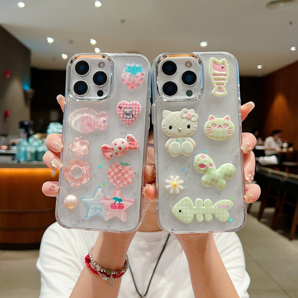 Glitter Decor 3D Cute Toy Phone Case