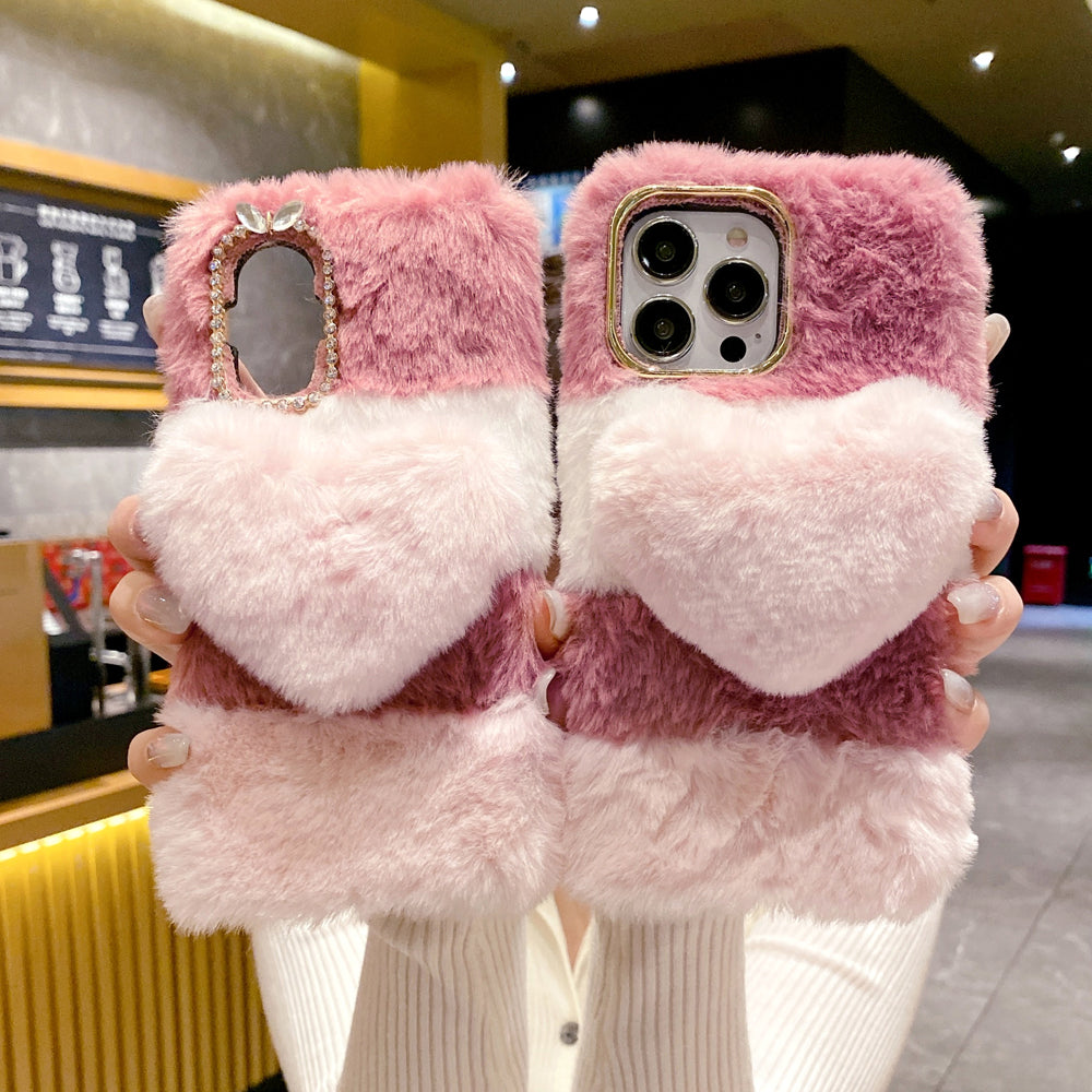 Anti-shock Soft Fur Heart Shape Pop Case