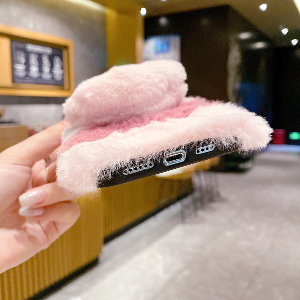 Anti-shock Soft Fur Heart Shape Pop Case