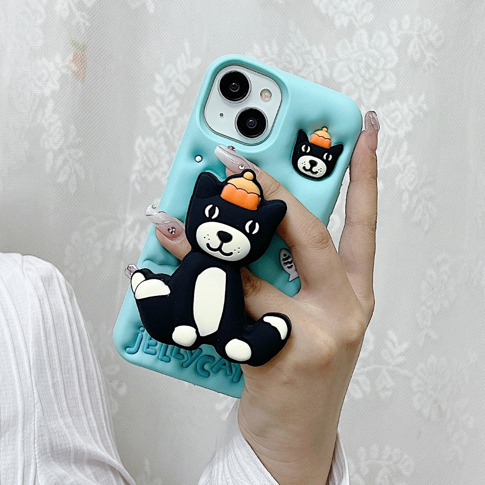 Jelly Cat Stand Silicone Phone Case