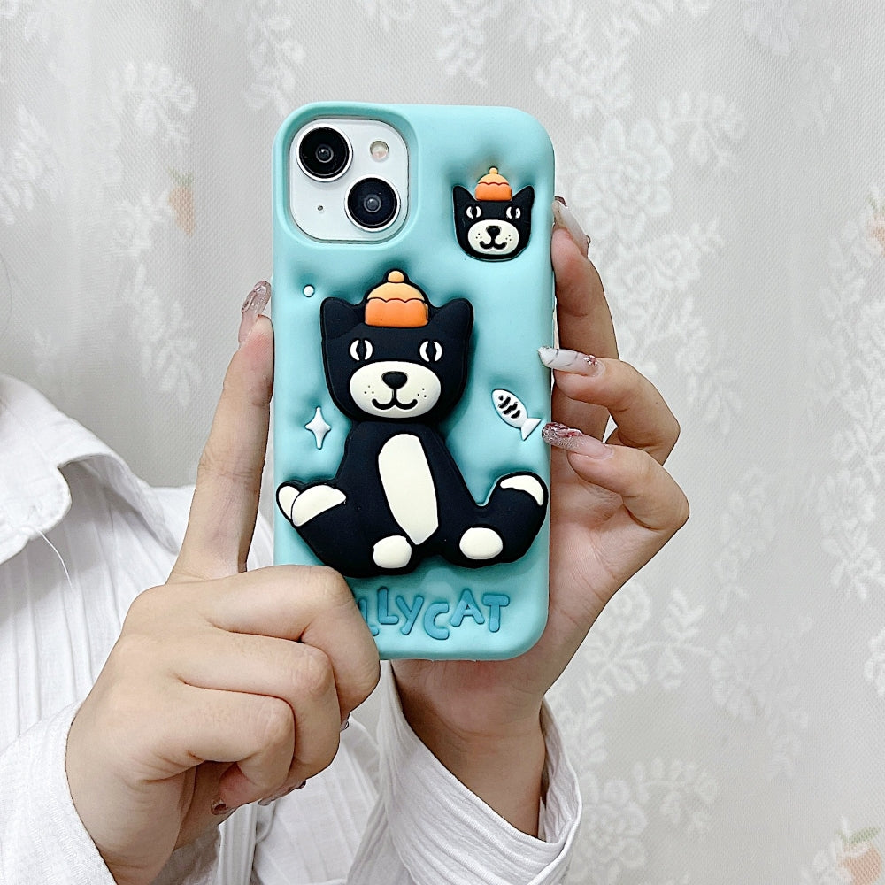 Jelly Cat Stand Silicone Phone Case
