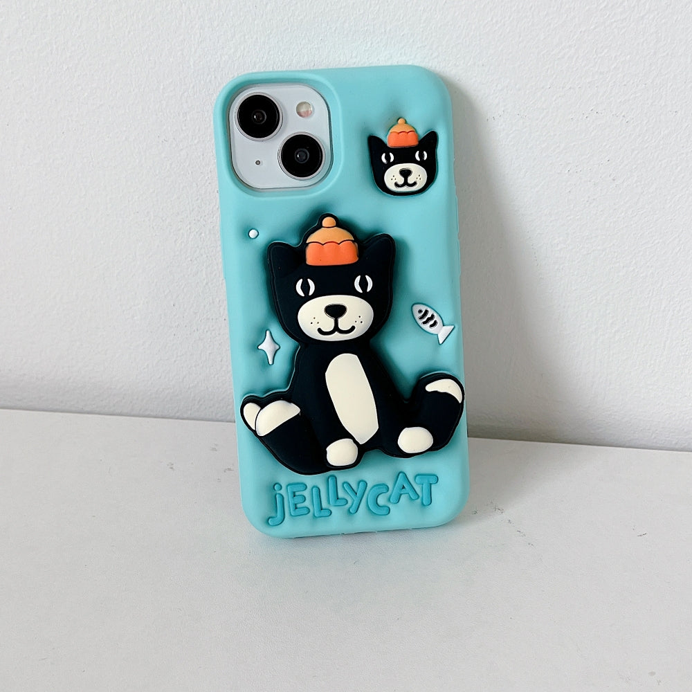 Jelly Cat Stand Silicone Phone Case